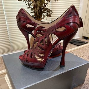 PRADA maroon high heal sandals